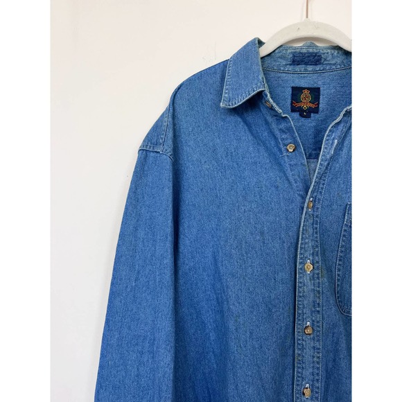Savil Rowe Denim Button Down Longsleeve Shirt - Picture 3 of 16